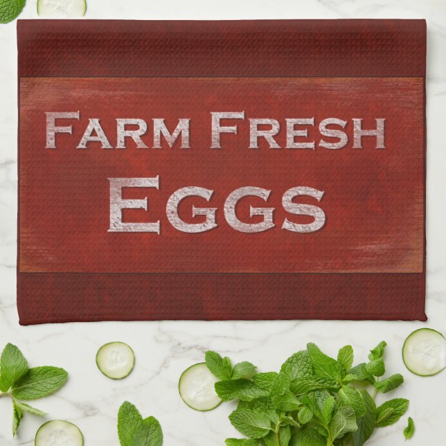 Farm Fresh Eggs Kitchen Towel (Folded)