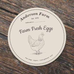 Farm Fresh Eggs Label Brown Sticker