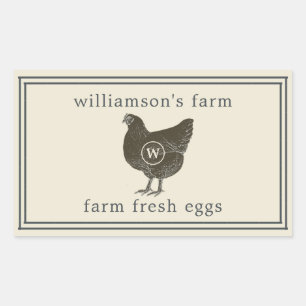 Farm Fresh Eggs Monogram Egg Carton Antique White Sticker