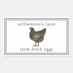 Farm Fresh Eggs Monogram Egg Carton Black White Sticker