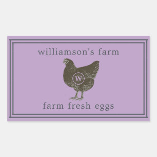 Farm Fresh Eggs Monogram Egg Carton Crocus Purple Sticker