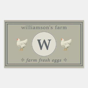 Farm Fresh Eggs Monogram Egg Carton Moss Grey Sticker