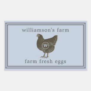 Farm Fresh Eggs Monogram Egg Carton Pastel Blue Sticker