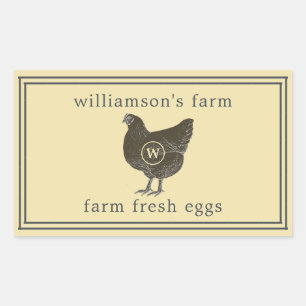 Farm Fresh Eggs Monogram Egg Carton Pastel Yellow Sticker