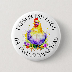 Farm Fresh Eggs Personalized 2 Inch Round Button