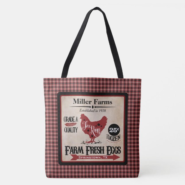 Farm Fresh Eggs Personalized Tote Bag (Front)