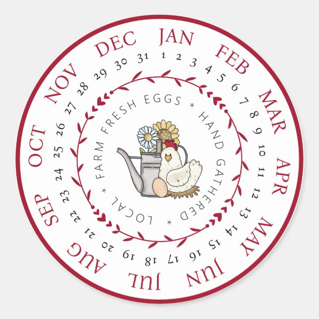 Farm Fresh Eggs Small Business Egg Carton Date Classic Round Sticker (Front)