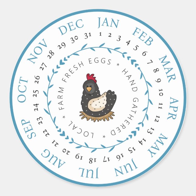 Farm Fresh Eggs Small Business Egg Carton Date Classic Round Sticker (Front)