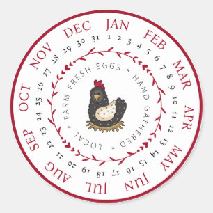 Farm Fresh Eggs Small Business Egg Carton Date Classic Round Sticker