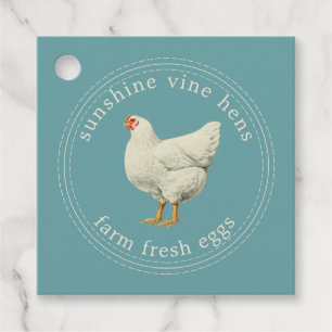 Farm Fresh Eggs Vintage Hen Egg Carton Blue Favour Tags