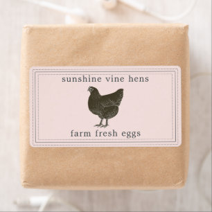 Farm Fresh Eggs Vintage Hen Egg Carton Label Pink