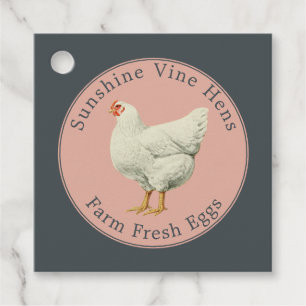 Farm Fresh Eggs Vintage Hen Egg Carton Pink Black Favour Tags