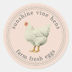 Farm Fresh Eggs Vintage Hen Egg Carton Pink Classic Round Sticker