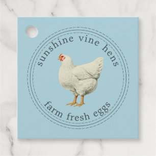 Farm Fresh Eggs Vintage Hen Modern Egg Carton Blue Favour Tags