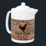 Farm Fresh Eggs - Wood<br><div class="desc">Rustic Farmhouse Teapot. Farm Fresh Eggs - faux wood background design ready for you to personalize. This teapot can be personalized with name and a est. date. Makes a wonderful housewarming gift, a Christmas gift, etc... 📌If you need further customization, please click the "Click to Customize further" or "Customize or...</div>