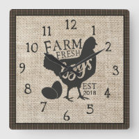 Farm Fresh Farmhouse Style Rustic Clock with Year