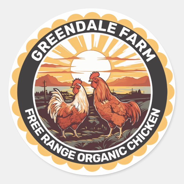 Farm Fresh Free Range Chicken  Classic Round Sticker (Front)