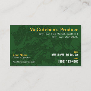 Farm Fresh Fruits & Vegetables, Flea Market Vendor Business Card