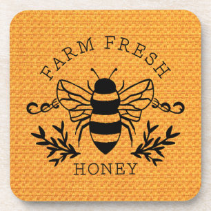 Farm Fresh Honey Bee Botanical Vintage Design Coaster