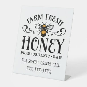 Farm fresh honey vendors  pedestal sign