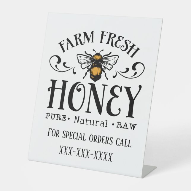 Farm fresh honey vendors  pedestal sign (Front)