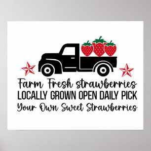 Farm fresh local strawberries pick your own. poster