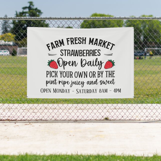 Farm fresh market strawberries vendors banner (Insitu)