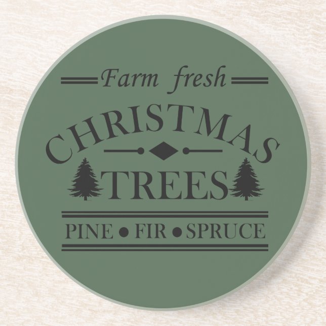 Farm fresh Merry Christmas trees Coaster (Front)