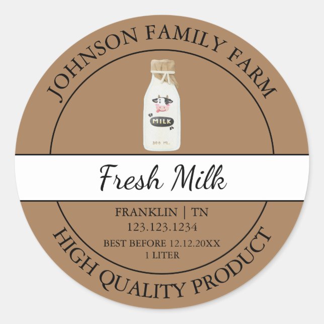 Farm Fresh Milk Brown Label (Front)