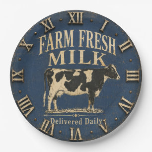 Farm Fresh Milk Delivered Daily Rustic Dairy Farm Paper Plate
