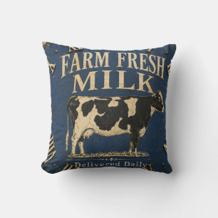 Farm Fresh Milk Delivered Daily Rustic Dairy Farm Throw Pillow