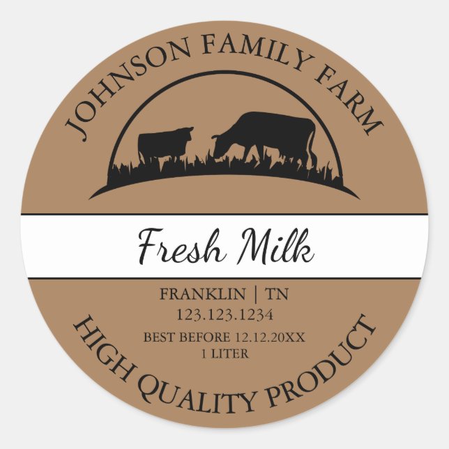 Farm Fresh Milk Label (Front)