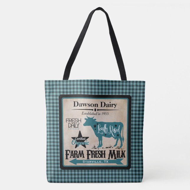 Farm Fresh Milk Personalized Tote Bag (Front)