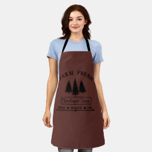 Farm Fresh Modern Christmas Pine trees Apron