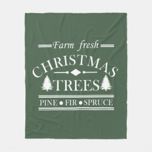 Farm Fresh Modern Christmas Pine Trees Fleece Blanket