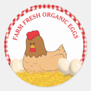 Farm Fresh Organic Eggs Chicken Classic Round Stic Sticker