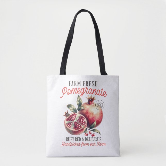 Farm Fresh Pomegranate Vintage Fruits Design Tote Bag (Front)