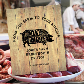 Farm Fresh Pork Sticker – Rustic Pig Logo Label –  Pedestal Sign