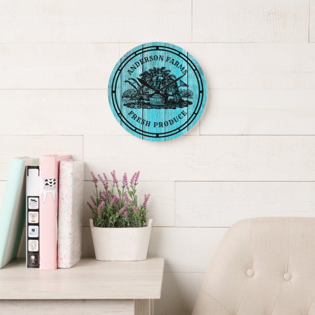 Farm Fresh Produce Faux Wood Large Clock (Reading Room)