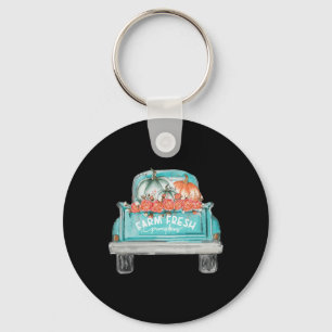 Farm Fresh Pumpkin Cute Truck Happy Autumn Fall Th Keychain