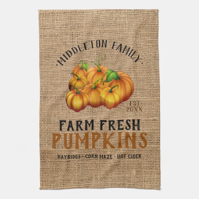Farm Fresh Pumpkin Kitchen Towel (Vertical)