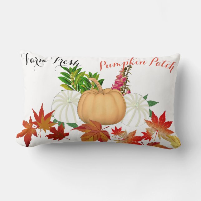 Farm Fresh Pumpkin Patch Fall Harvest Farmhouse  Lumbar Pillow (Front)
