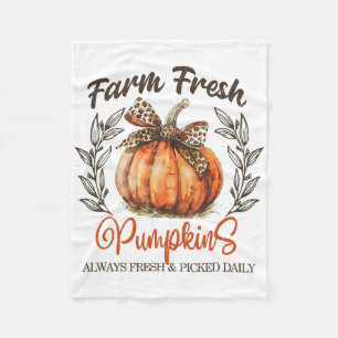 Farm Fresh Pumpkins Coquette Bow Autumn Fall Thank Fleece Blanket