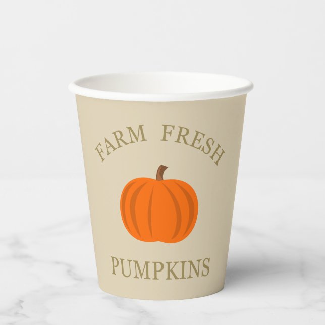 Farm fresh pumpkins fall autumn paper cups (Front)