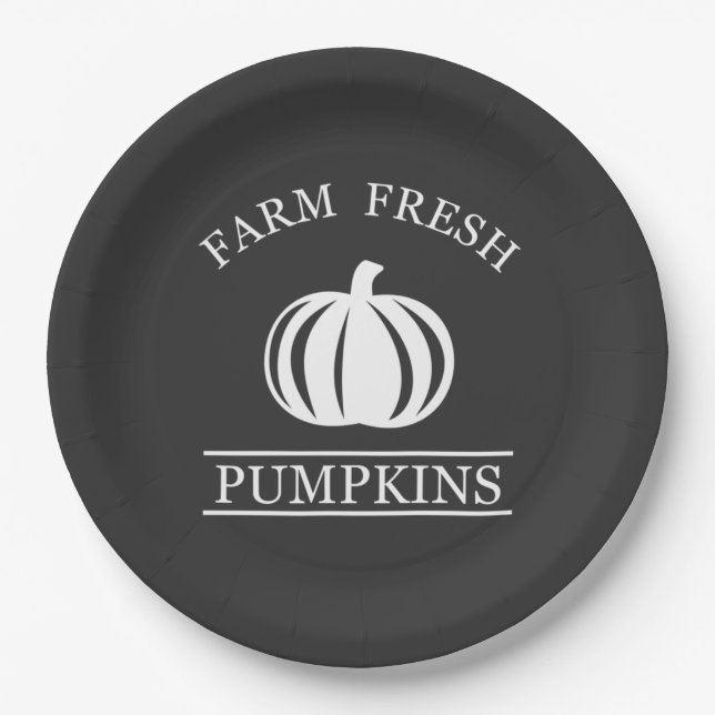 Farm fresh pumpkins fall autumn paper plate (Front)