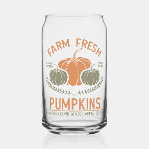 Farm Fresh Pumpkins Hand Picked Can Glass