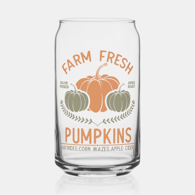 Farm Fresh Pumpkins | Hand Picked Can Glass (Front)