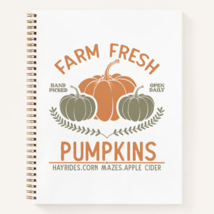 Farm Fresh Pumpkins Hand Picked Notebook