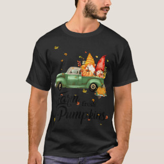 Farm Fresh Pumpkins Truck Leopard Gnomes Fall Autu T-Shirt