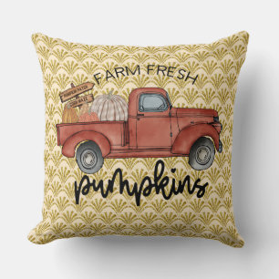 Farm  Fresh Pumpkins with Gold Deco Back  Throw Pillow